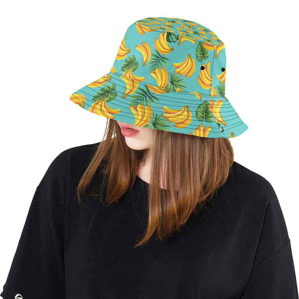 Banana Palm Leaves pattern background Unisex Bucket Hat