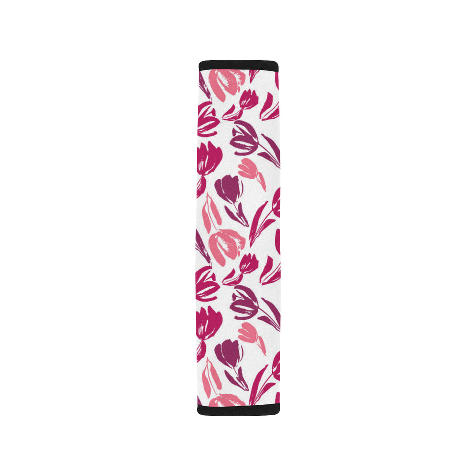pink sketch tulip pattern Car Seat Belt Cover