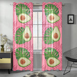 Avocado slices leaves pink back ground Gauze Curtain