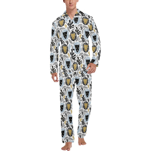 Lion Pattern Print Design 05 Men's Long Pajama Set