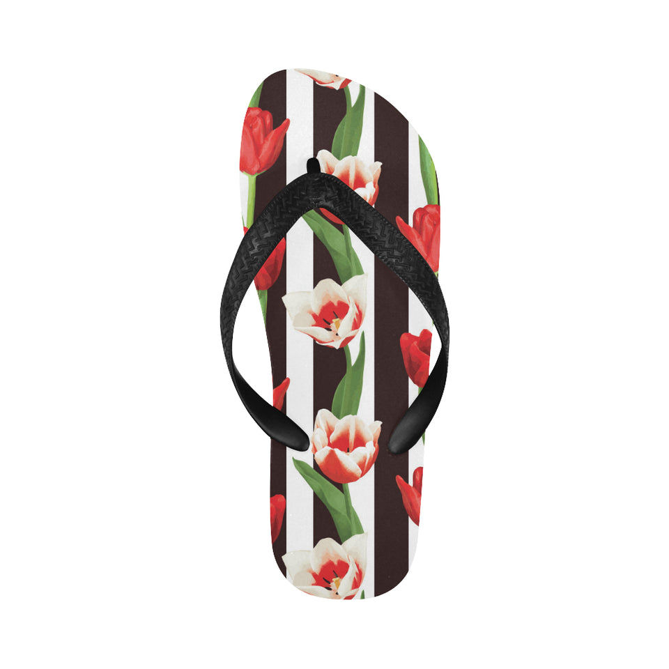 red and white tulips pattern Unisex Flip Flops