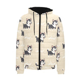 Cute Siberian Husky Men's Padded Hooded Jacket