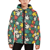 Canabis Marijuana Weed Pattern Print Design 02 Kids' Boys' Girls' Padded Hooded Jacket