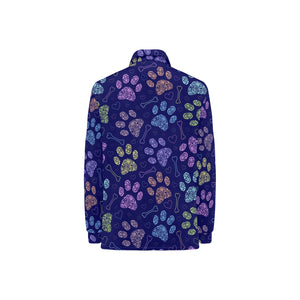 Dog Paws Pattern Print Design 02 Women's Long Sleeve Polo Shirt