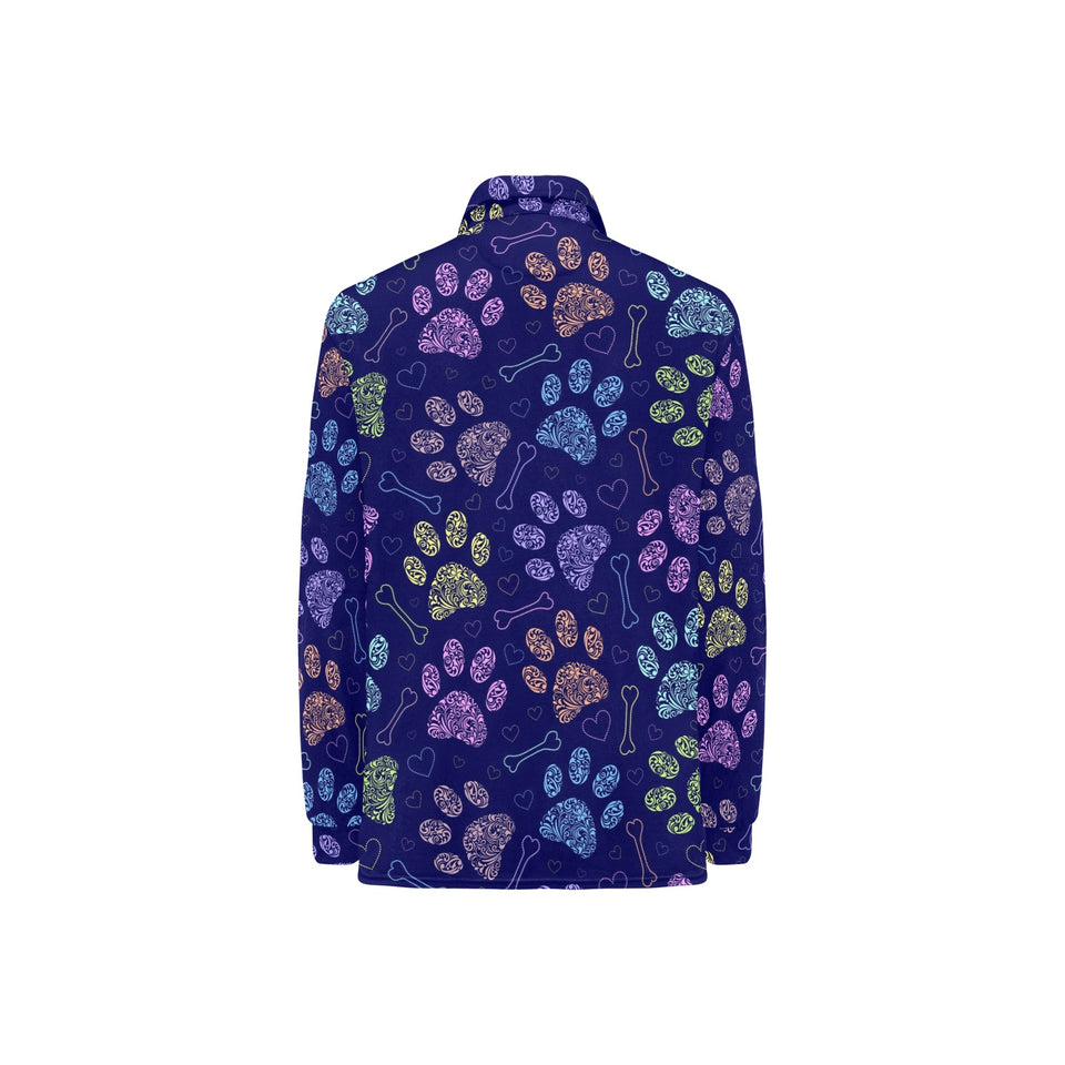 Dog Paws Pattern Print Design 02 Women's Long Sleeve Polo Shirt