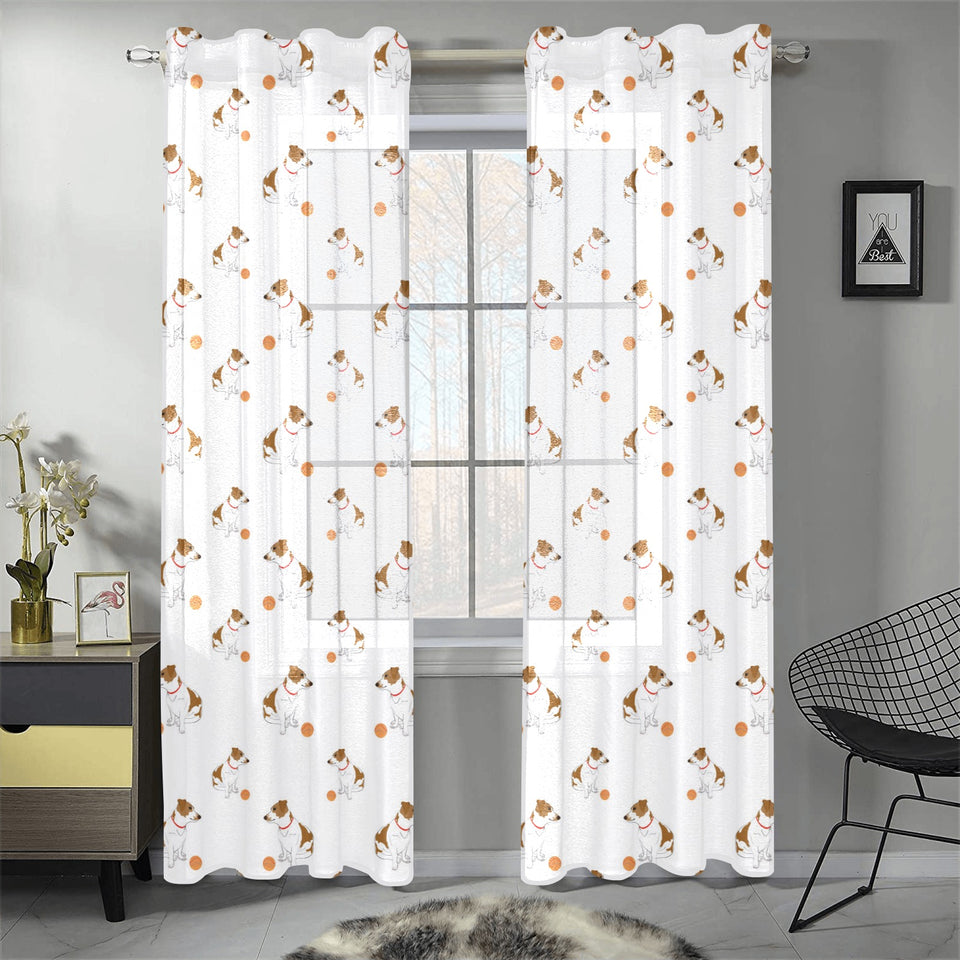 Jack Russel Pattern Print Design 05 Gauze Curtain