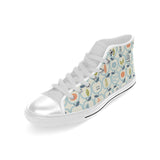 apples leaves pattern Men's High Top Canvas Shoes White