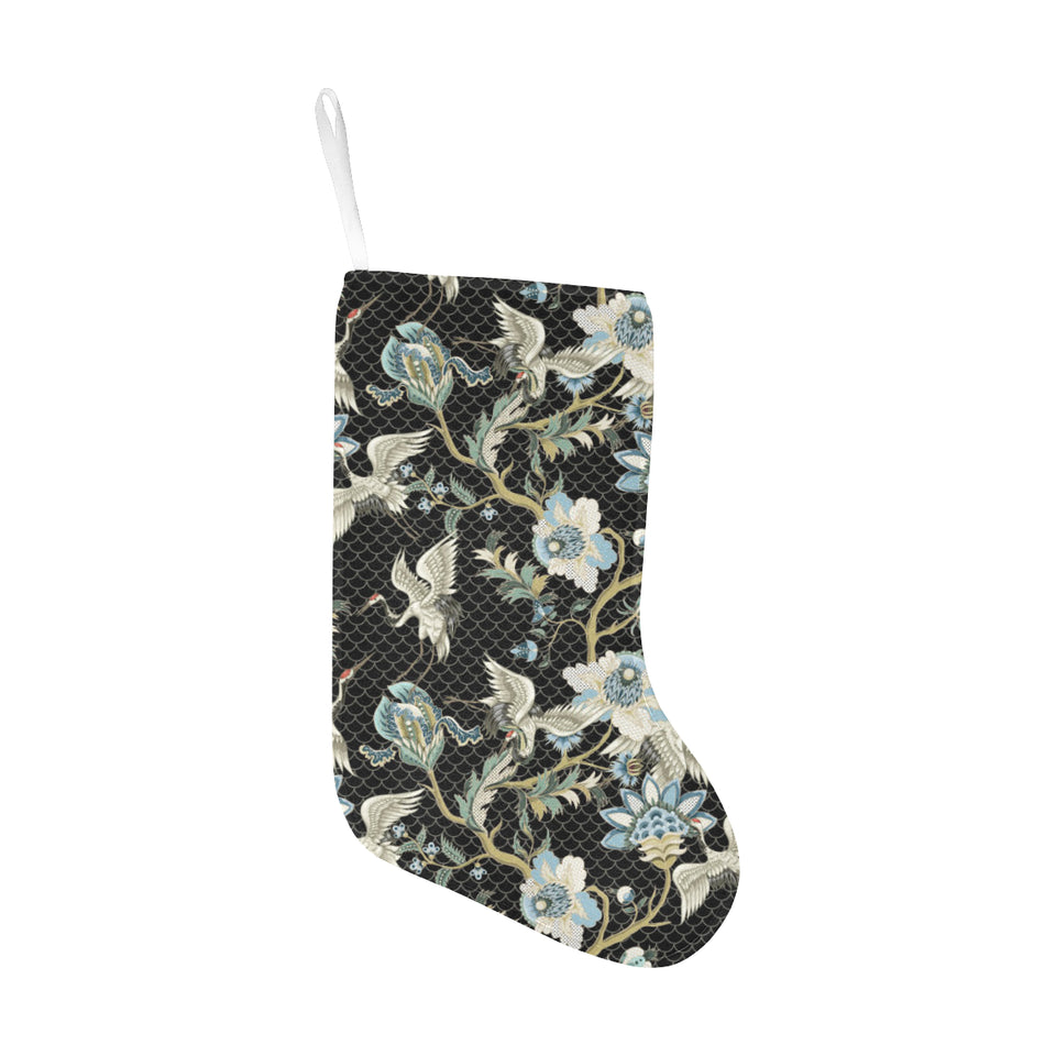 Japanese crane ornament elements Christmas Stocking