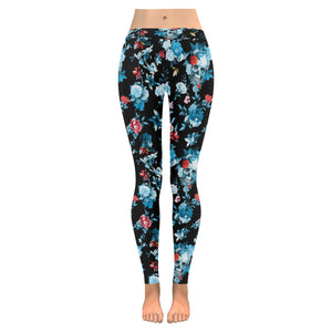 Skull flower roses leave pattern Women's Legging Fulfilled In US