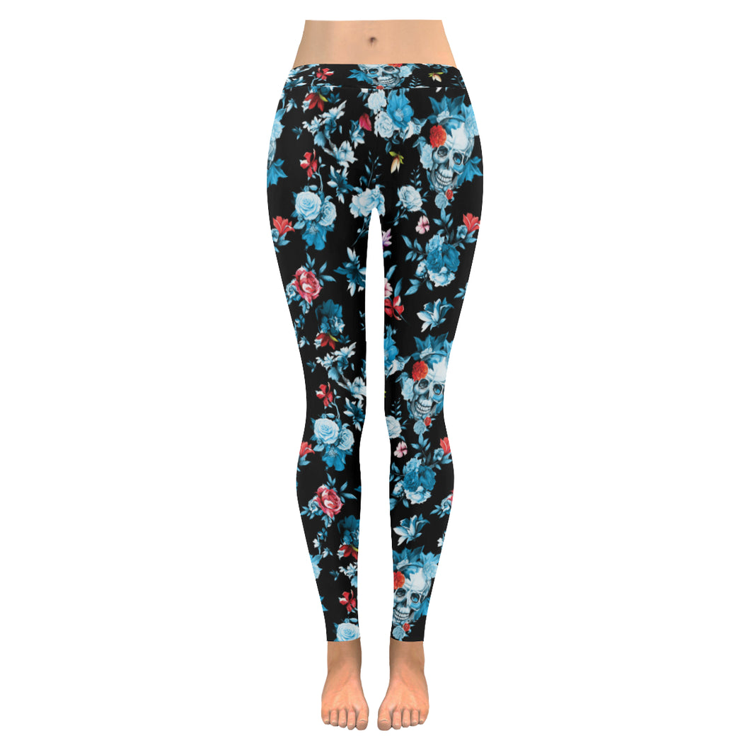 Skull flower roses leave pattern Women's Legging Fulfilled In US