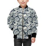 Sugar skull black white pattern Kids' Boys' Girls' Bomber Jacket