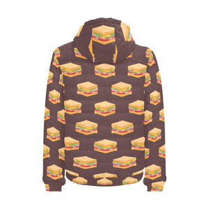 Sandwich Pattern Print Design 04 Men's Padded Hooded Jacket