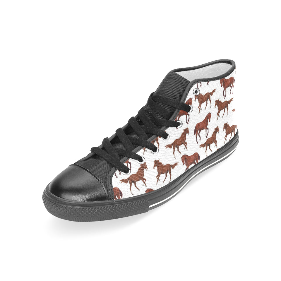 Horses running pattern background Women's High Top Canvas Shoes Black