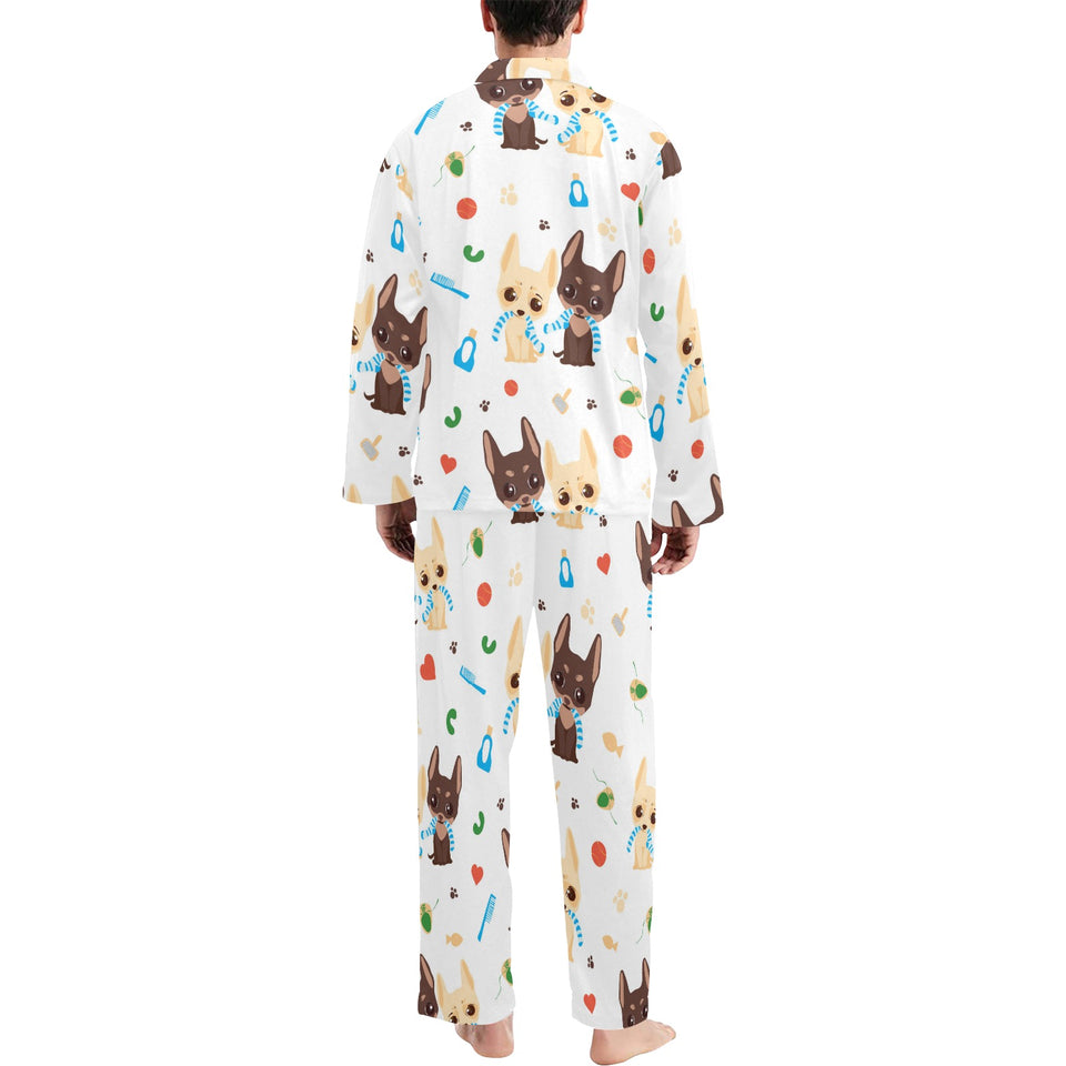 Cute Chihuahua dog pattern Men's Long Pajama Set