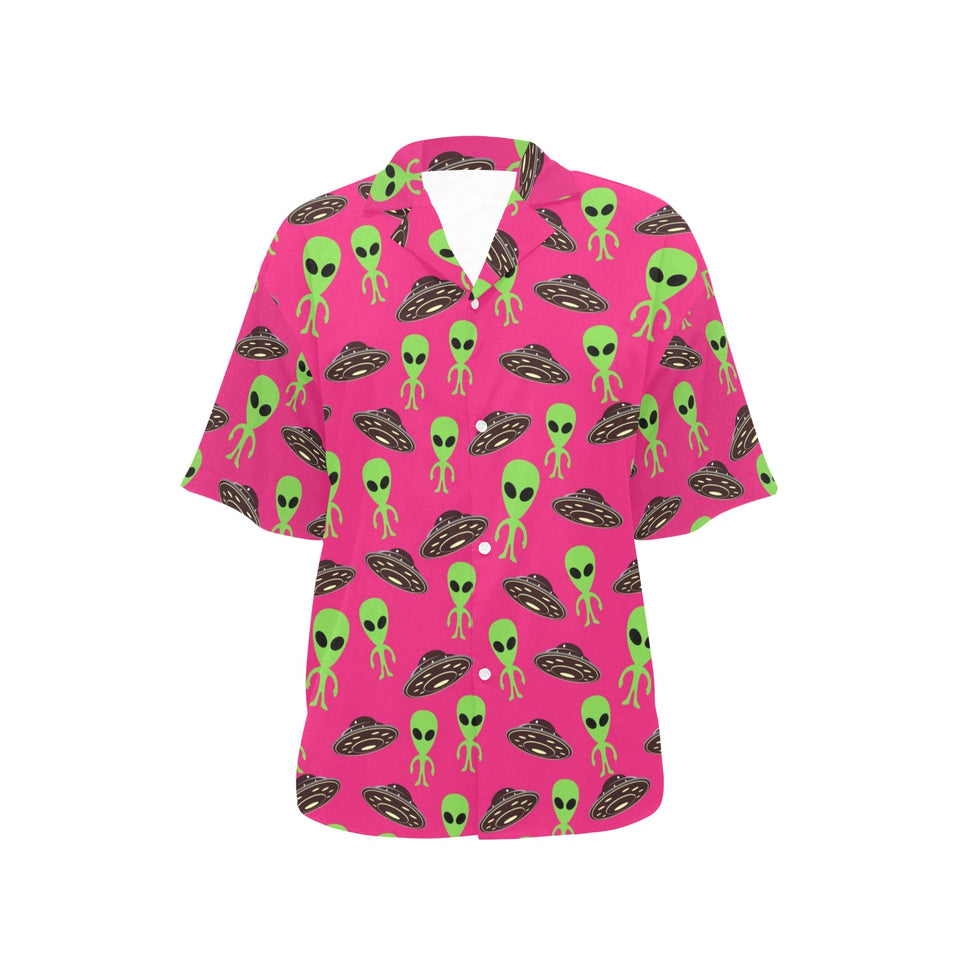 Alien Pattern Print Design 03 Women's All Over Print Hawaiian Shirt