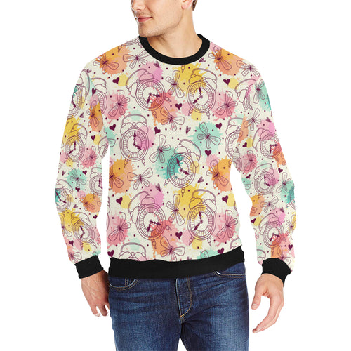 Clock butterfly pattern Men's Crew Neck Sweatshirt
