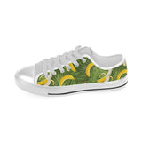 Banana Palm Leaves pattern Men's Low Top Shoes White