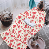 Rose Pattern Print Design 01 Blanket Robe with Sleeves