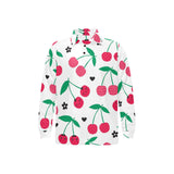 cherry pattern white background Men's Long Sleeve Polo Shirt