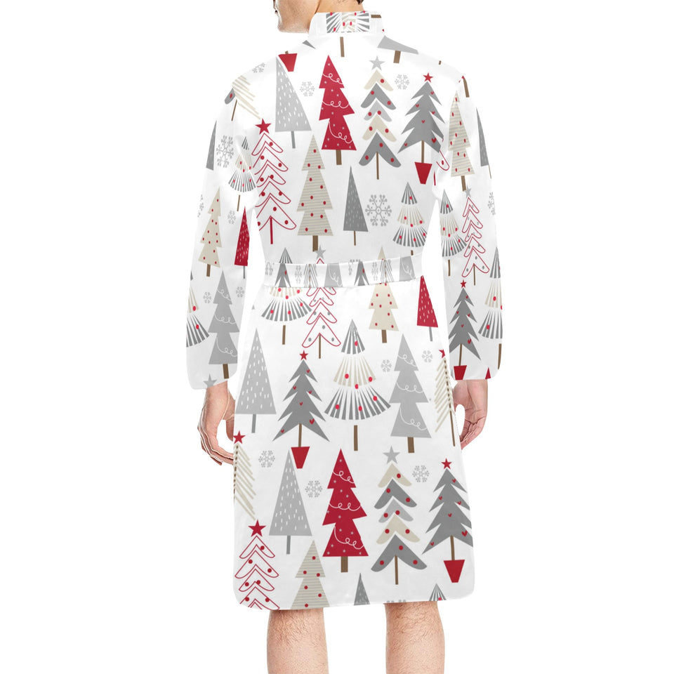 Cute Christmas tree pattern Men's Long Sleeve Belted Night Robe