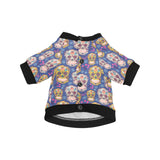 Sugar skull flower pattern All Over Print Pet Dog Round Neck Fuzzy Shirt