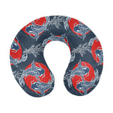 Koi Fish Carp Fishs hand drawn japanese art U-Shaped Travel Neck Pillow