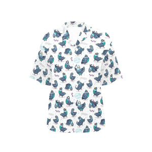 Pigeon Pattern Print Design 02 Women's All Over Print Hawaiian Shirt