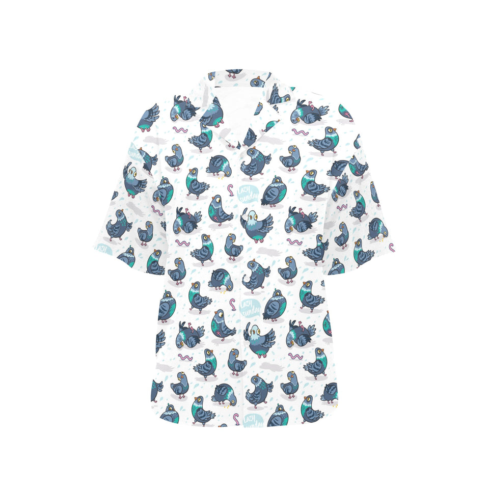Pigeon Pattern Print Design 02 Women's All Over Print Hawaiian Shirt