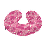 Beautiful dragonfly pink background U-Shaped Travel Neck Pillow