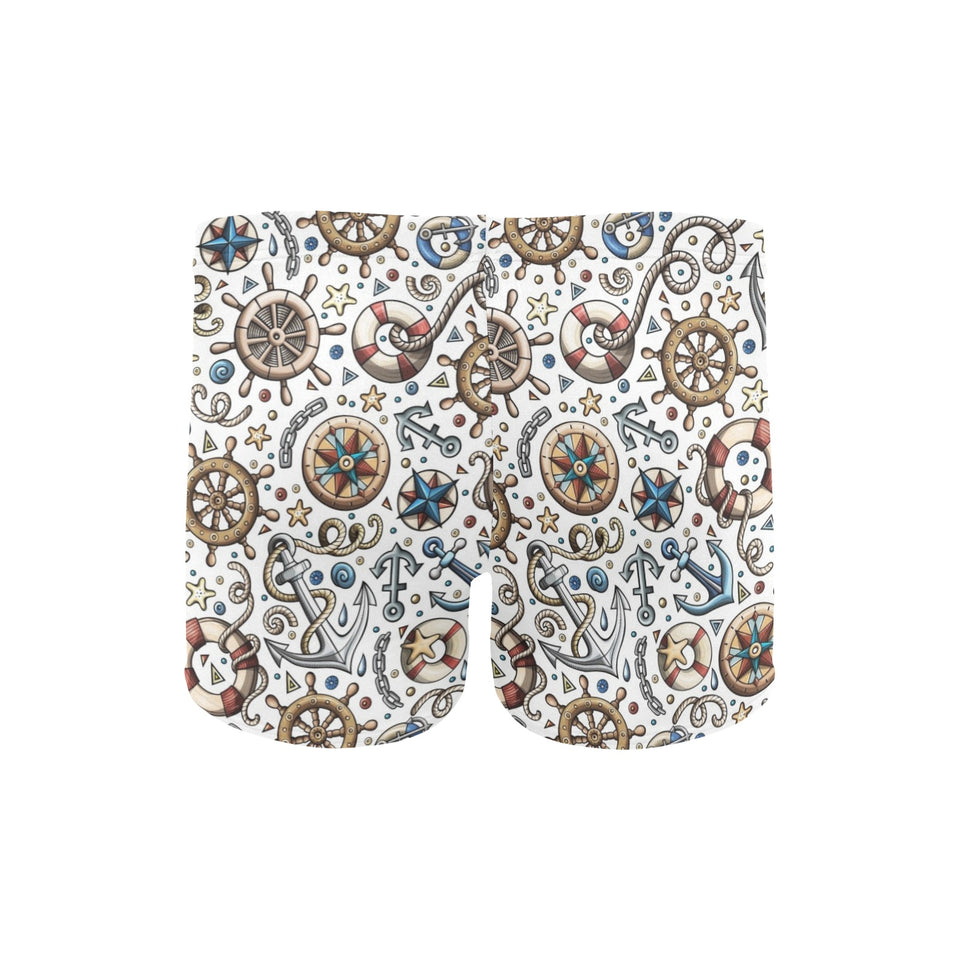 Cute nautical steering wheel anchor pattern Men's Swimming Trunks