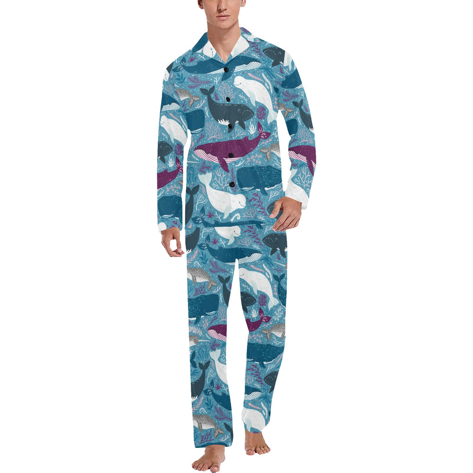 Whale design pattern Men's Long Pajama Set