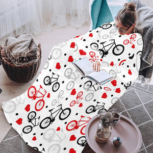 Bicycle Pattern Print Design 04 Blanket Robe with Sleeves