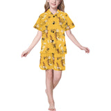 Bee flower pattern Kids' Boys' Girls' V-Neck Short Pajama Set