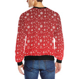 Snowflake pattern red background Men's Crew Neck Sweatshirt