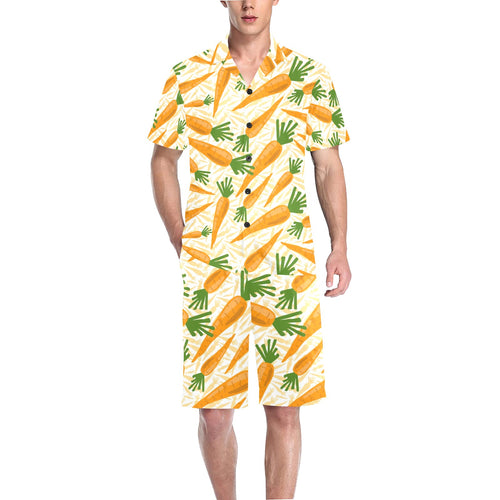 Carrot Pattern Print Design 01 Men's V-Neck Short Pajama Set