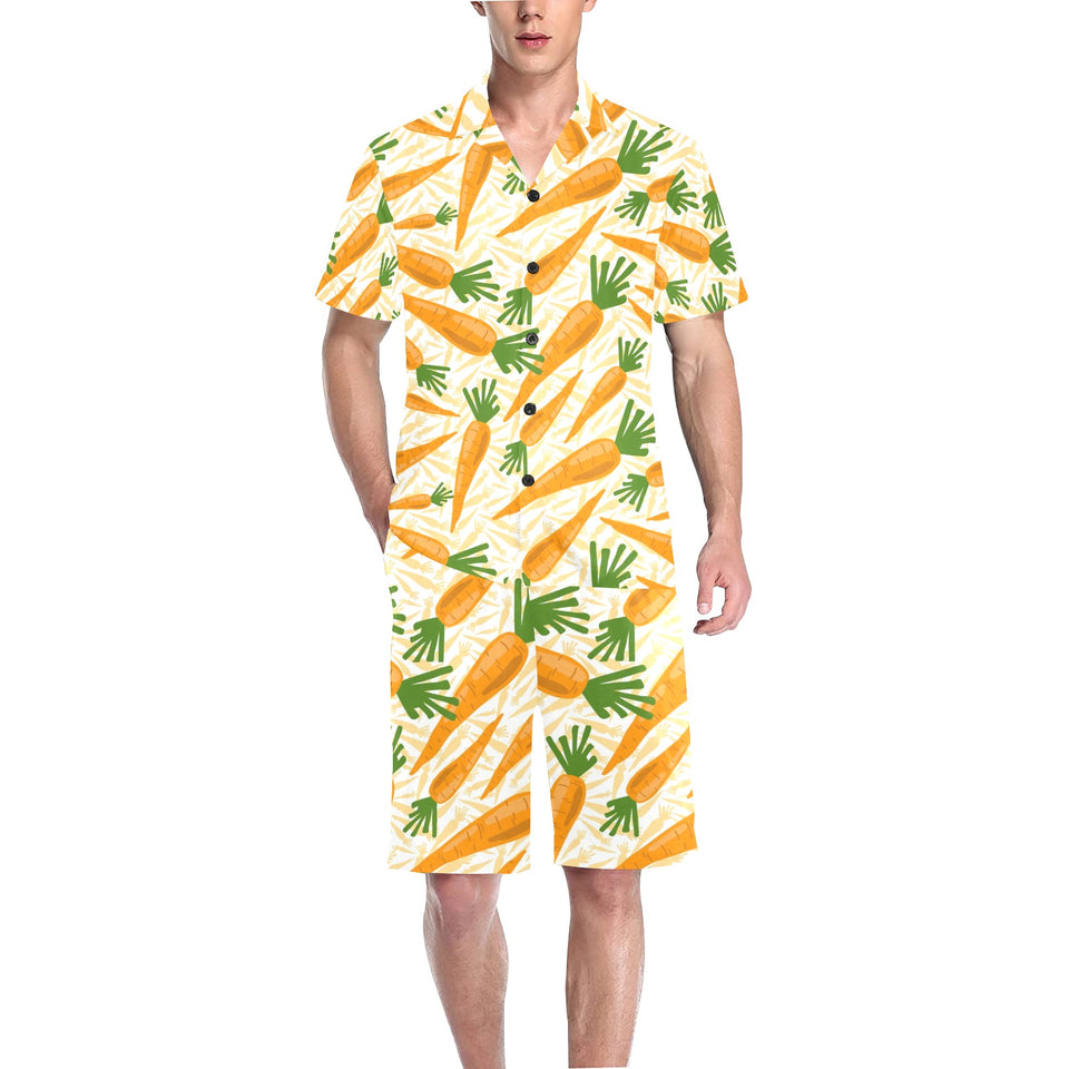 Carrot Pattern Print Design 01 Men's V-Neck Short Pajama Set