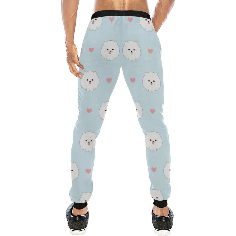 White cute pomeranian pattern Unisex Casual Sweatpants