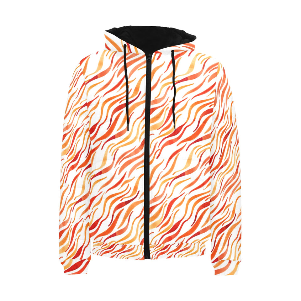 Fire flame watercolor pattern Men's Padded Hooded Jacket