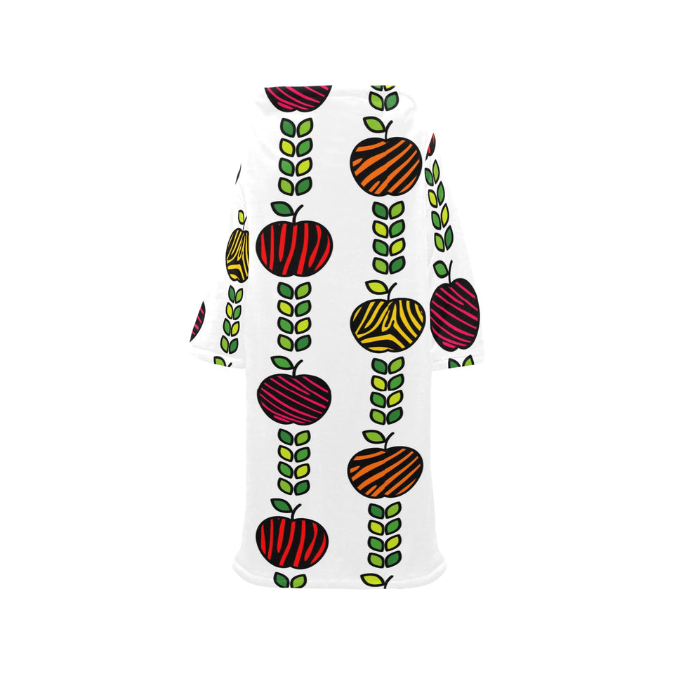 colorful apples leave zebra stripe Blanket Robe with Sleeves