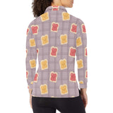 Bread Toast Pattern Print Design 05 Women's Long Sleeve Polo Shirt