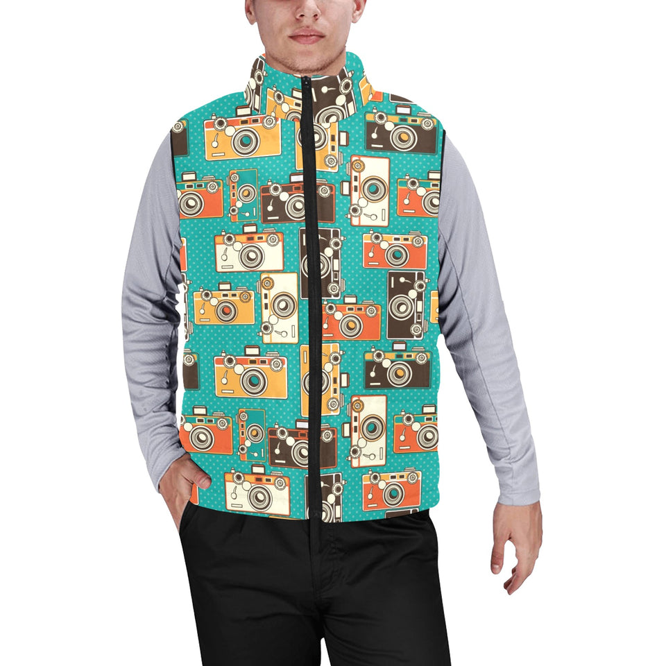 Camera Pattern Print Design 03 Men's Padded Vest