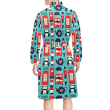British Pattern Print Design 04 Men's Long Sleeve Belted Night Robe