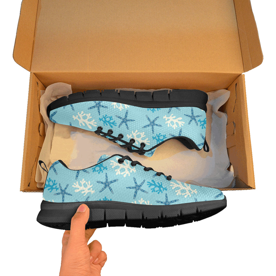 Blue starfish coral reef pattern Women's Sneaker Shoes