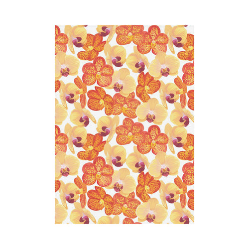 Orange yellow orchid flower pattern background House Flag Garden Flag