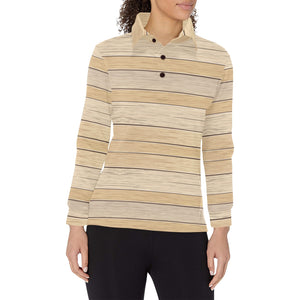 Wood Printed Pattern Print Design 01 Women's Long Sleeve Polo Shirt