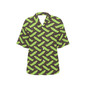 Green Peas Pattern Print Design 05 Women's All Over Print Hawaiian Shirt