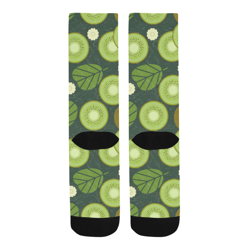 Whole sliced kiwi leave and flower Crew Socks
