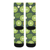 Whole sliced kiwi leave and flower Crew Socks