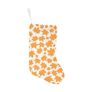 Orange Maple Leaf pattern Christmas Stocking