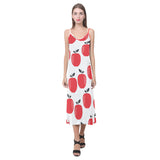 red apples white background V-Neck Open Fork Long Dress